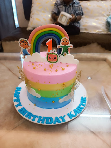 Rainbow kids theme birthday cake